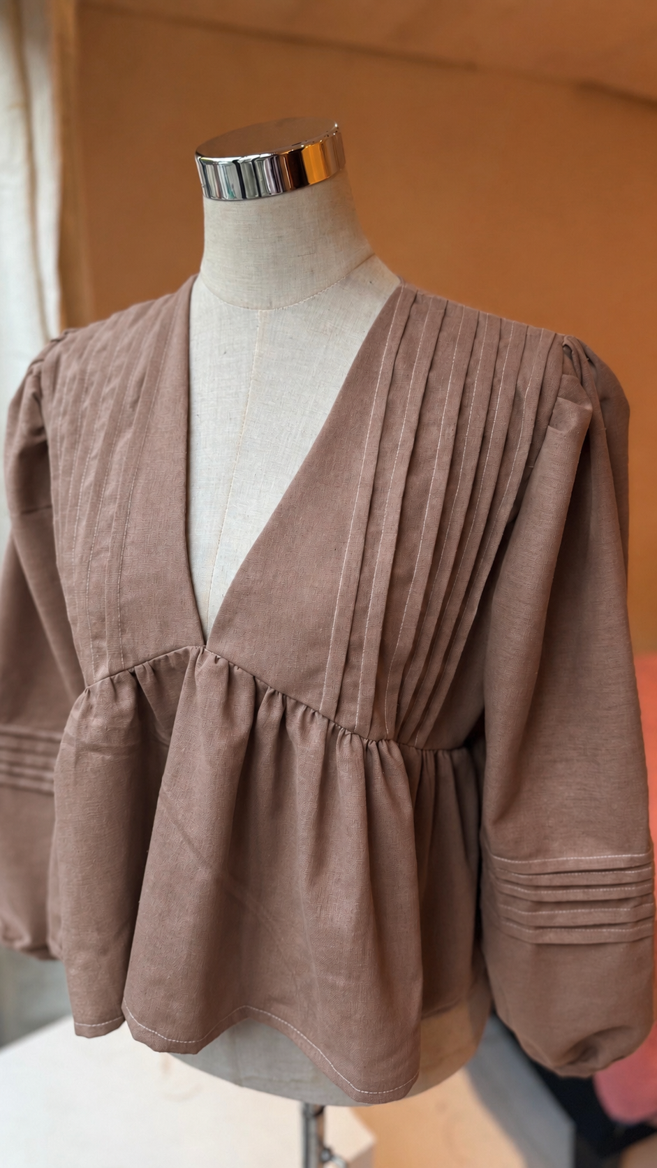 Camisa Romántica lino - Chocolate