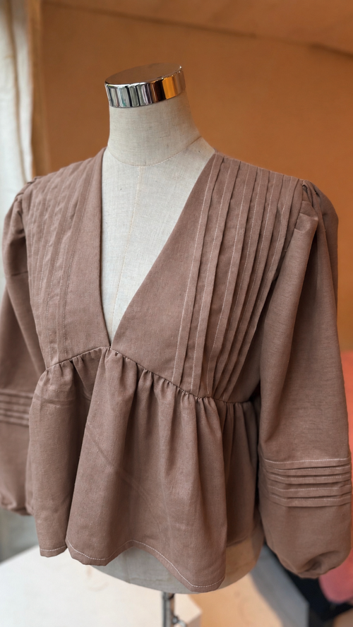 Camisa Romántica lino - Chocolate