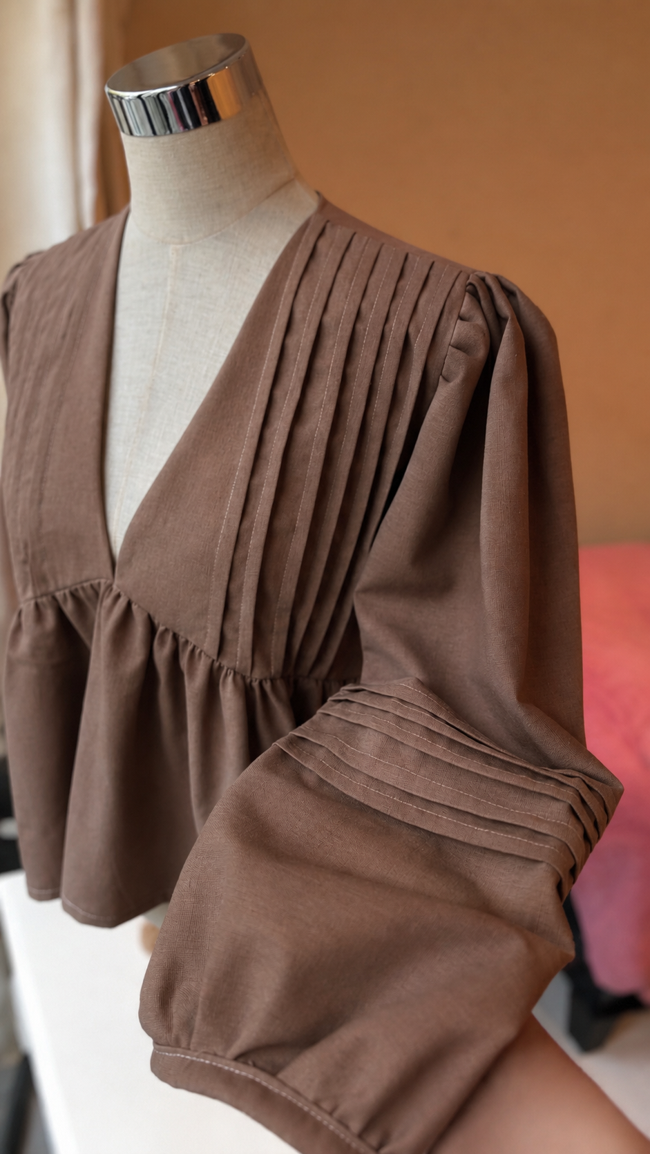 Camisa Romántica lino - Chocolate