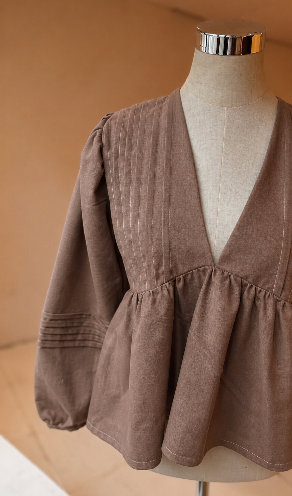 Camisa Romántica lino - Chocolate