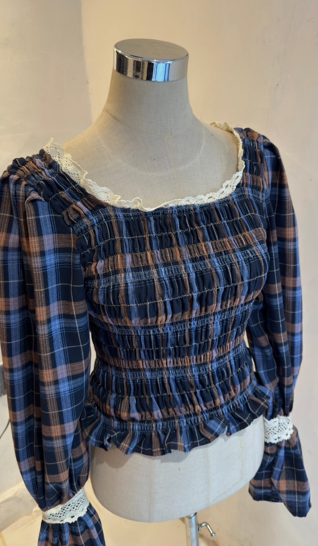 Camisa Grid - Chocolate/azul