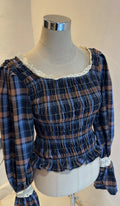 Camisa Grid - Chocolate/azul